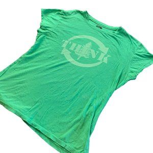Green T-Shirt THINK Tree Recycle Symbol Juniors XXL FRZ Soft Comfy Cotton Retro